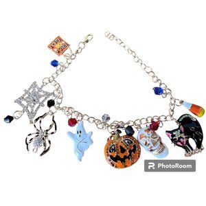 Halloween Charm Bracelet Trick Treat Ghost Black Cat Sugar Skull Spider …
